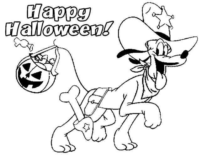 Coloriage et dessins gratuits Pluto de Disney fête le Halloween à imprimer