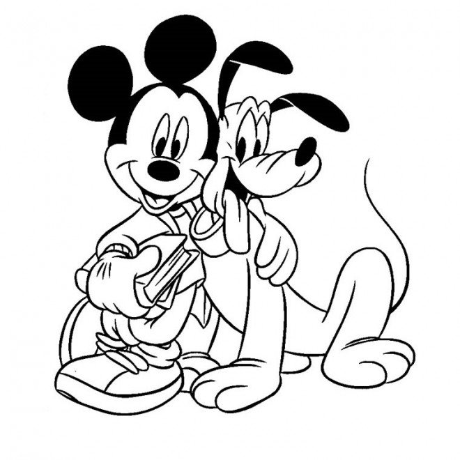 Coloriage et dessins gratuits Pluto et Mickey à imprimer