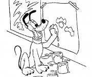 Coloriage Pluto fait de la peinture