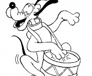 Coloriage Pluto frappe le tambour
