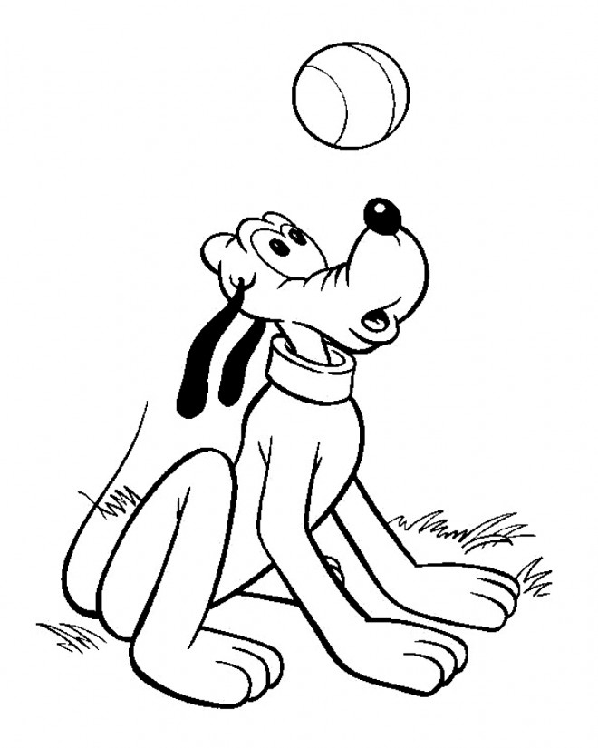 Coloriage et dessins gratuits Pluto joue au ballon à imprimer