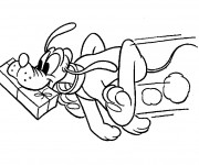 Coloriage Pluto tient un cadeau