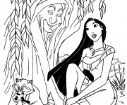 Coloriage Pocahontas entrain de chanter