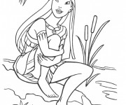 Coloriage et dessins gratuit Pocahontas et Flit à imprimer