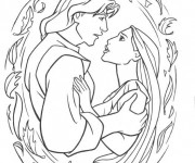 Coloriage et dessins gratuit Pocahontas et John Smith à imprimer