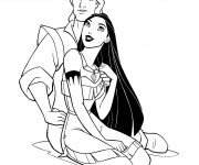 Coloriage et dessins gratuit Pocahontas et john Smith Disney à imprimer