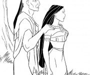 Coloriage Pocahontas et son père Powhatan