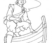 Coloriage Pocahontas monte un bateau