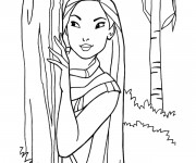 Coloriage Pocahontas se cache