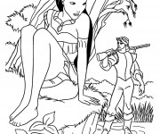 Coloriage Pocahontas se cache de John