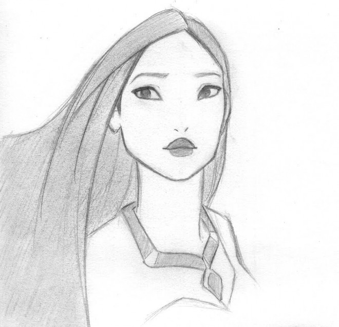 Coloriage Pocahontas simple dessin gratuit à imprimer