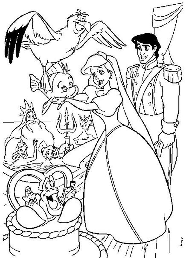 Coloriage et dessins gratuits Le mariage de Princesse Ariel à imprimer