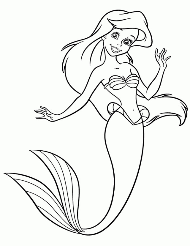 Coloriage et dessins gratuits Princesse Ariel contente à imprimer
