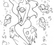 Coloriage et dessins gratuit Princesse Ariel en mer à imprimer