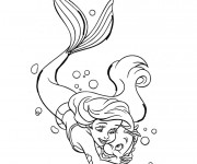 Coloriage Princesse Ariel &eacute;treint Polochon