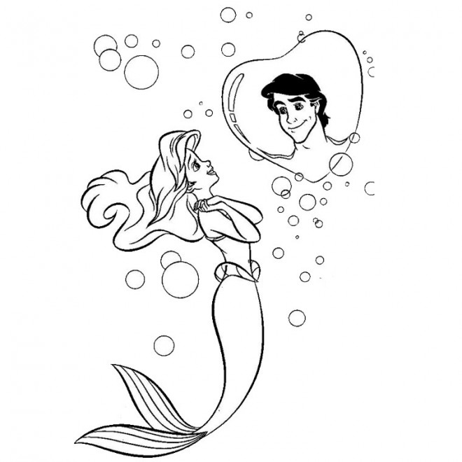 Coloriage Princesse Ariel Rêve De Son Prince