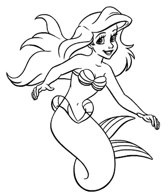 Coloriage et dessins gratuits Princesse Ariel souriante à imprimer