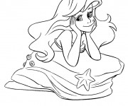 Coloriage Princesse Ariel sur un rocher