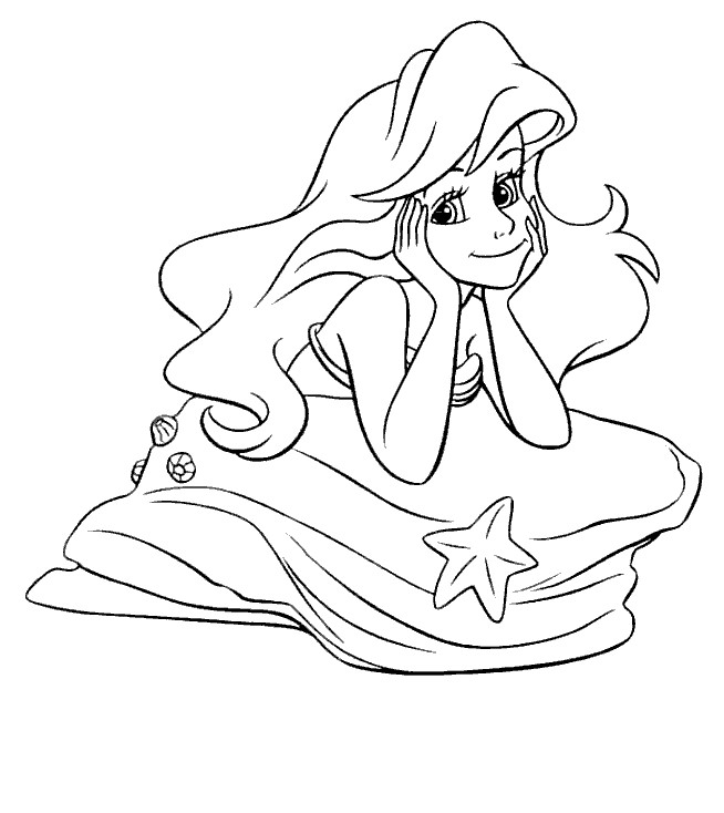 Coloriage et dessins gratuits Princesse Ariel sur un rocher à imprimer