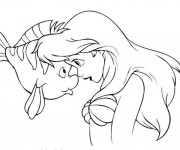 Coloriage et dessins gratuit Princesse Ariel tête en tête avec Polochon à imprimer