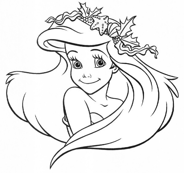 Coloriage Visage de Princesse Ariel dessin gratuit à imprimer
