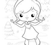 Coloriage Anna mignonne princesse Disney Kawaii 