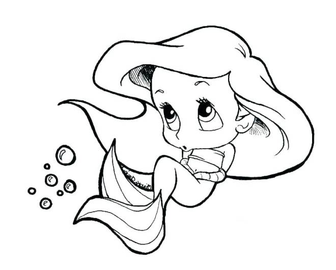 Coloriage et dessins gratuits Ariel bébé princesse de Disney à imprimer