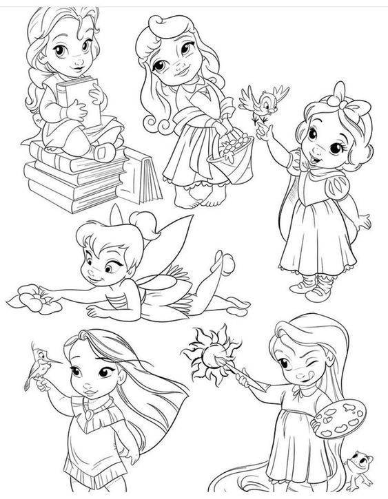 Coloriage et dessins gratuits Bébé princesses Disney pour les enfants à imprimer
