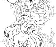 Coloriage Belle et Ariel princesses Disney