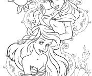 Coloriage Belle et Ariel princesses Disney