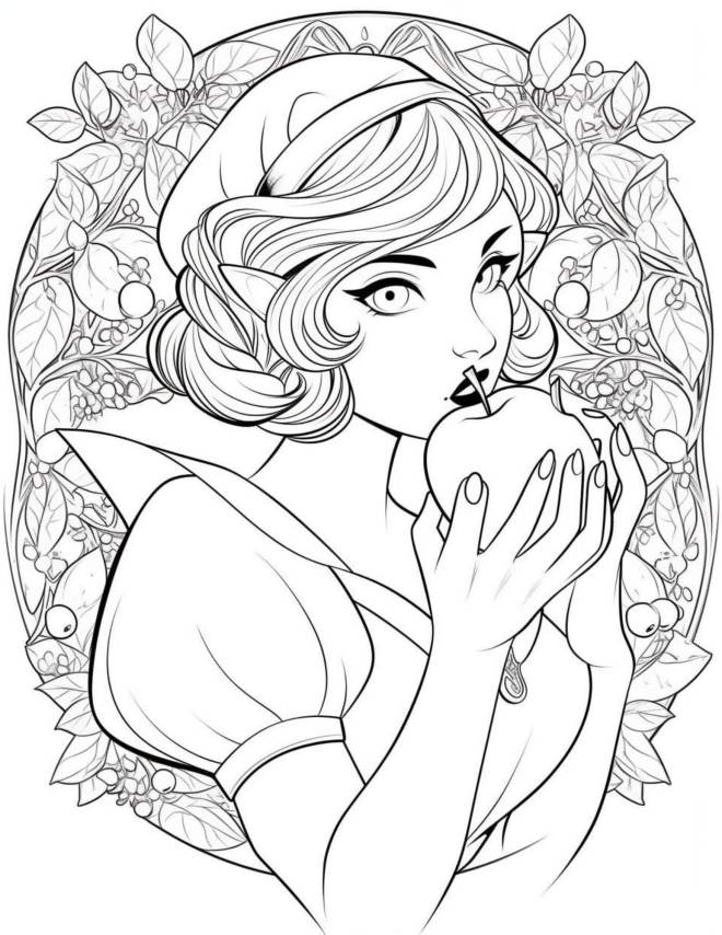 Coloriage Princesse Blanche Neige Disney Adulte Dessin Disney Adulte à  imprimer