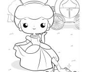 Coloriage Cendrillon, la princesse Disney kawaii