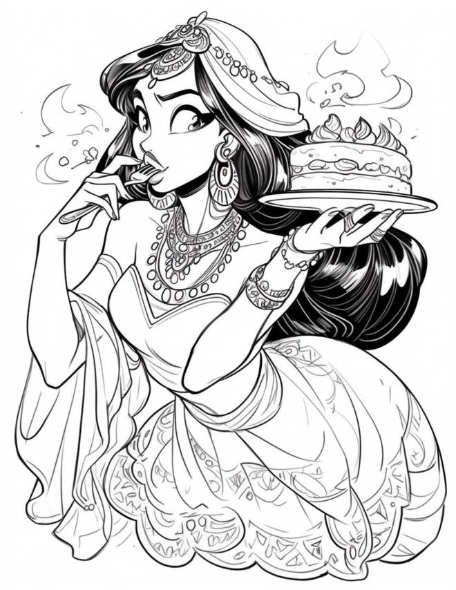 Coloriage Disney Jasmine pour adultes dessin gratuit à imprimer