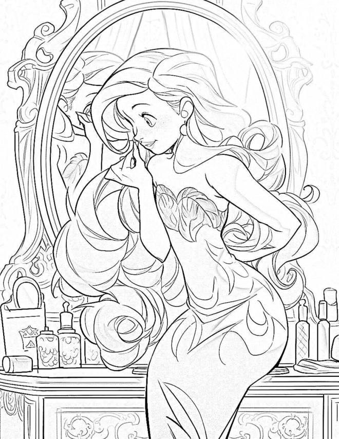 Coloriage et dessins gratuits Disney Princesse Ariel en toute beauté à imprimer