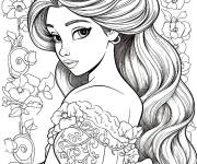 Coloriage Disney Raiponce pour adulte