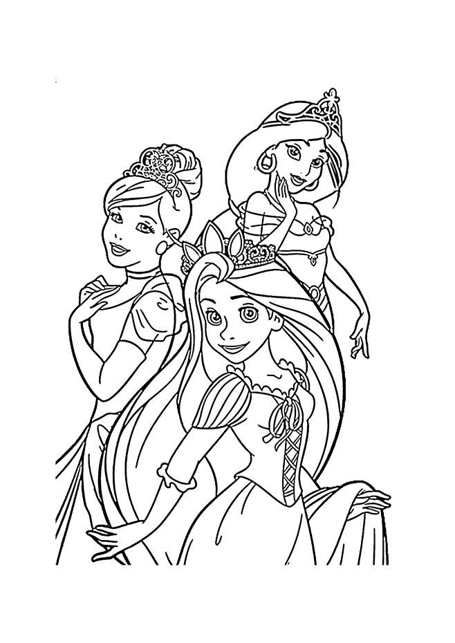 Coloriage et dessins gratuits Les princesses Ariel, Jasmine et Cendrillon à imprimer