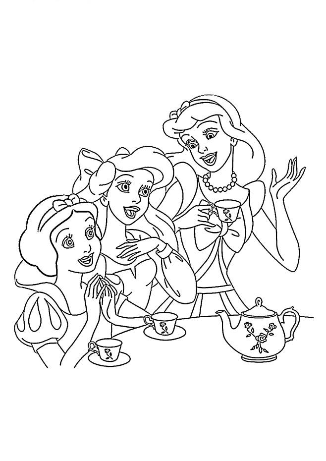 Coloriage et dessins gratuits Les princesses Disney s'amusent à imprimer