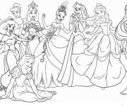 Coloriage Les princesses Disney se rassemblent