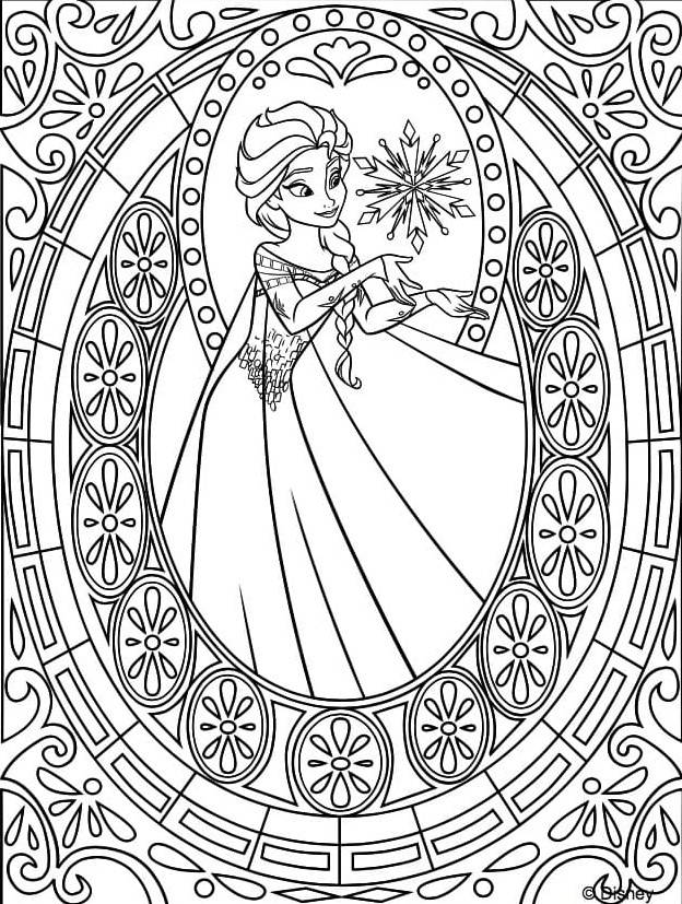 Coloriage et dessins gratuits Mandala de princesse Reine des neiges à imprimer
