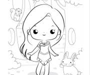 Coloriage Pocahontas la Princesse Disney Kawaii