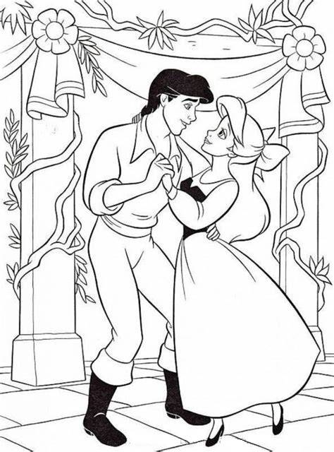 Coloriage et dessins gratuits Princesse Ariel avec le Prince à imprimer