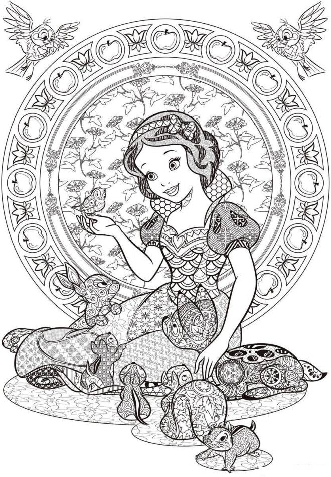 Coloriage et dessins gratuits Princesse Banche neige Mandala à imprimer