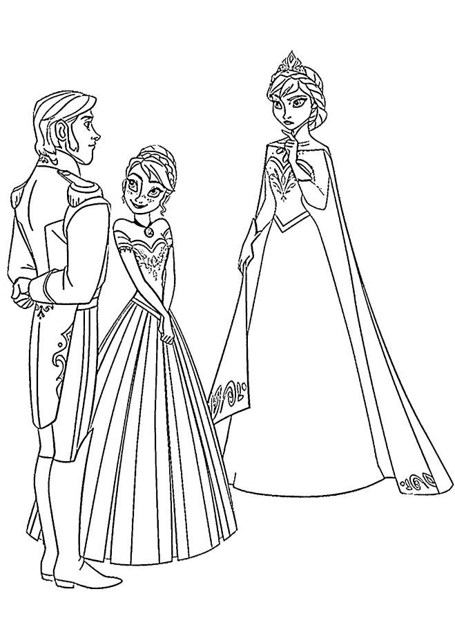 Coloriage et dessins gratuits Princesse Disney Anna et Elsa à imprimer