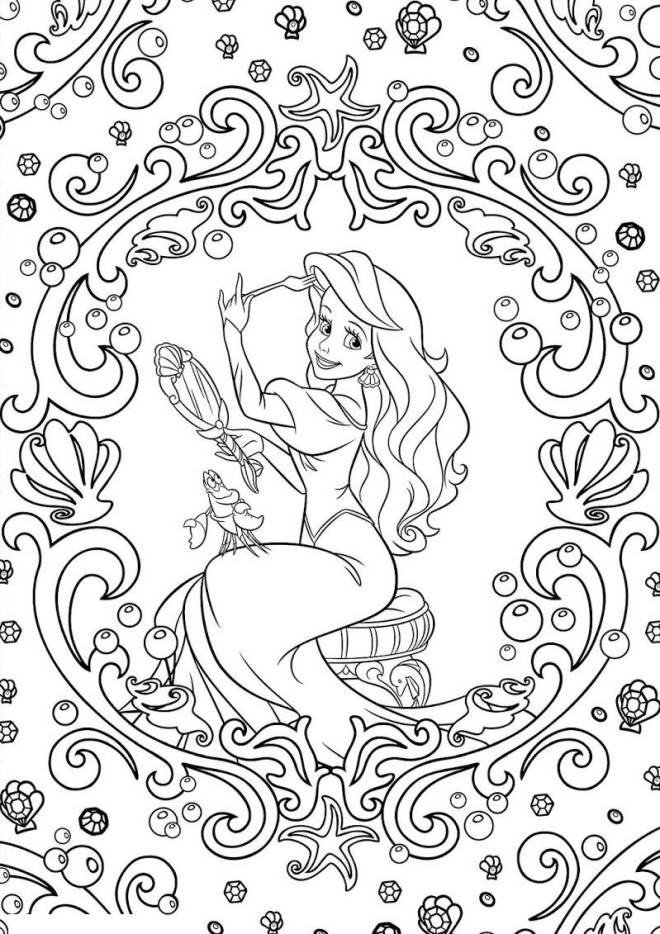 Coloriage et dessins gratuits Princesse Disney Ariel Mandala à imprimer