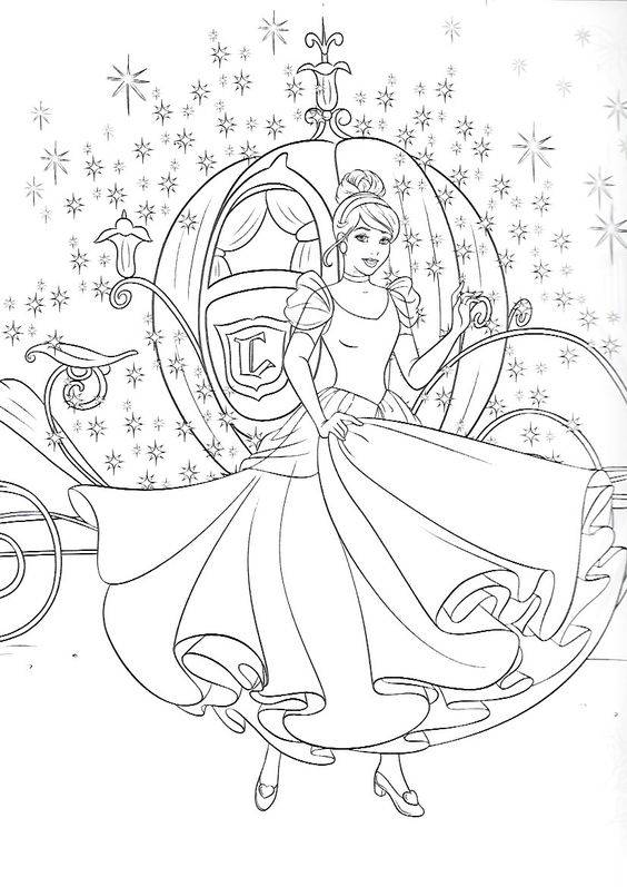 Coloriage et dessins gratuits Princesse Disney Cendrillon pour filles à imprimer