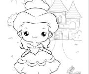 Coloriage Princesse Disney devant un chateau