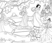Coloriage Princesse Disney noir et blanc