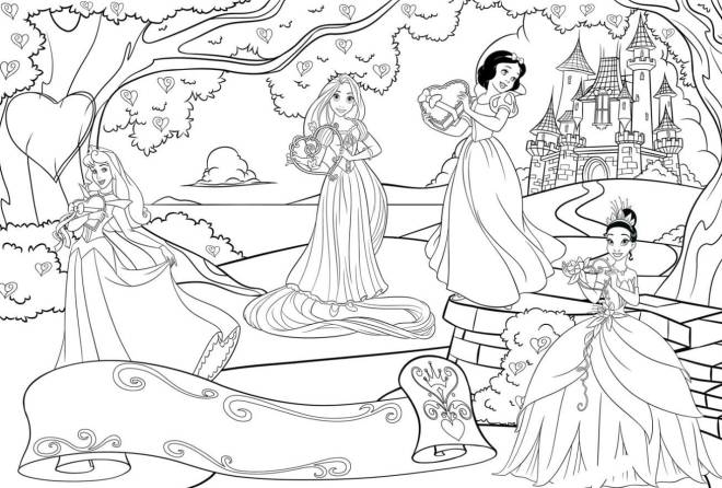 Coloriage et dessins gratuits Princesse Disney noir et blanc à imprimer