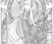Coloriage Princesse Disney Raiponce difficile