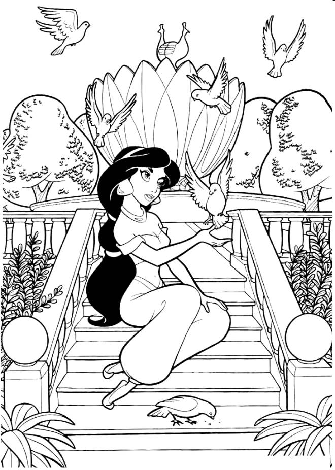 Coloriage et dessins gratuits Princesse Jasmine à colorier à imprimer